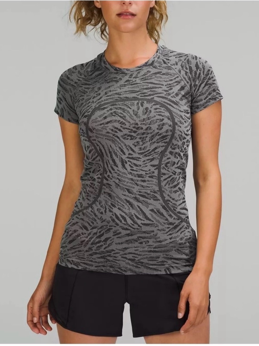 lululemon athletica Grey Zebra-Print Short Sleeve Tee